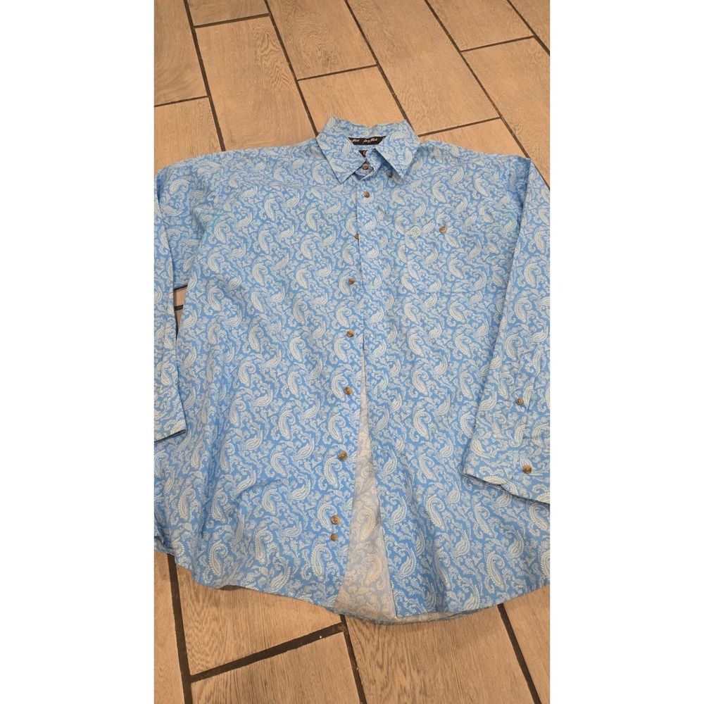 George Strait Collection by Wrangler Blue Paisley Button Down Shirt MGSB455 L